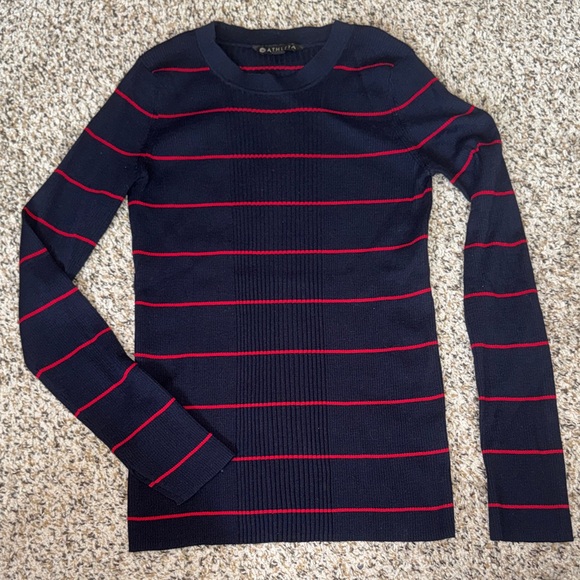 Athleta Sweaters - Athleta Navy Sweater with Red Stripes Women’s Small GUC Super Stretchy